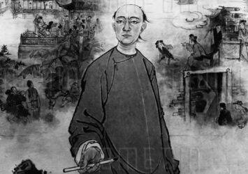 01AR5WW5; A painting of 18th century writer Cao Xueqin (Tsao Hsueh-chin)